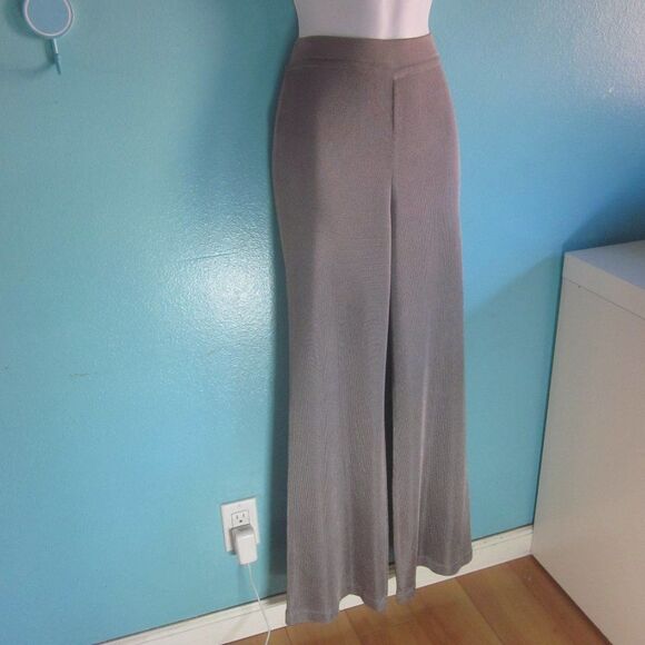 Nora Attalai Womens Size 38 Vintage Silver Knit Wide Flare Leg Pants Fits XS - Picture 1 of 9